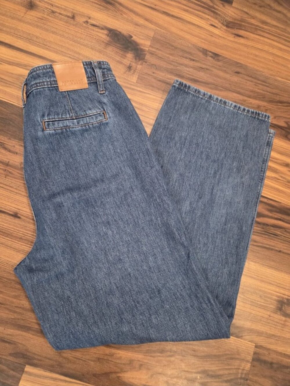 Derek Lam 10 Crosby Wide Leg Jeans 100% Cotton Ultra High Rise Blue Denim 30